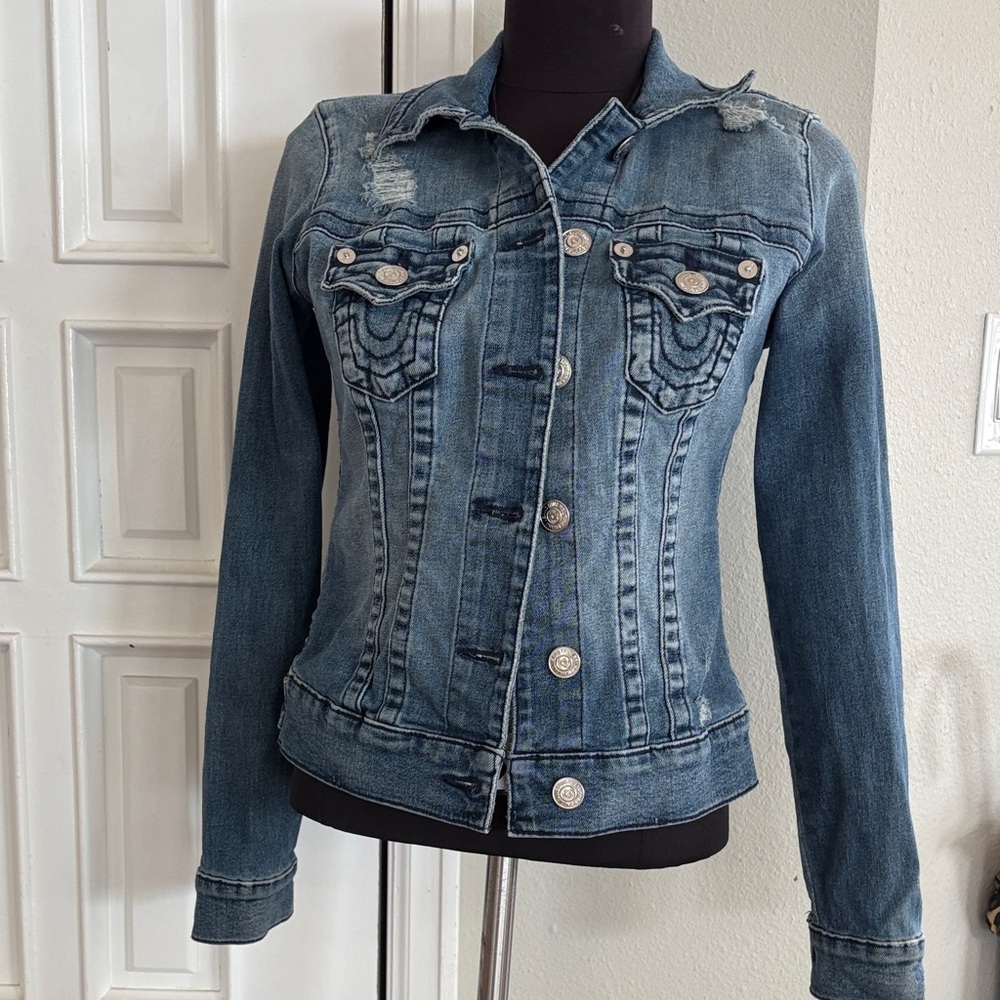 Women’s True Religion Blue Denim Jacket with Logo Patch